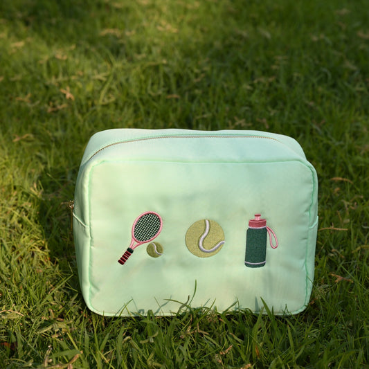 Large Mint, Padel Embroidered Pouch - The Happy Tribe