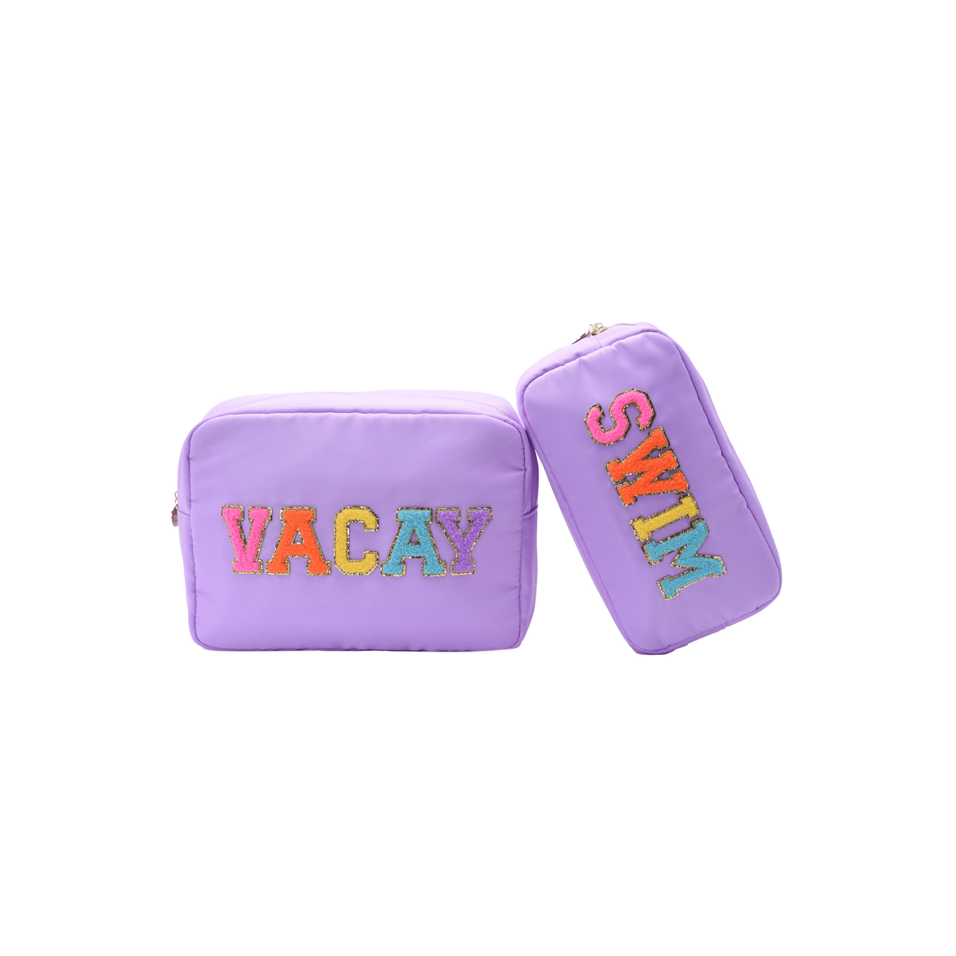 Lilac “Vacay & Swim” Bundle, Large & Medium Pouches - The Happy Tribe