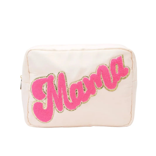 "Mama" Large Cream Pouch - The Happy Tribe