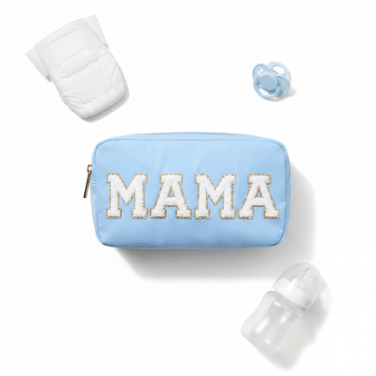 "MAMA" Medium Pouch, Baby Blue - The Happy Tribe