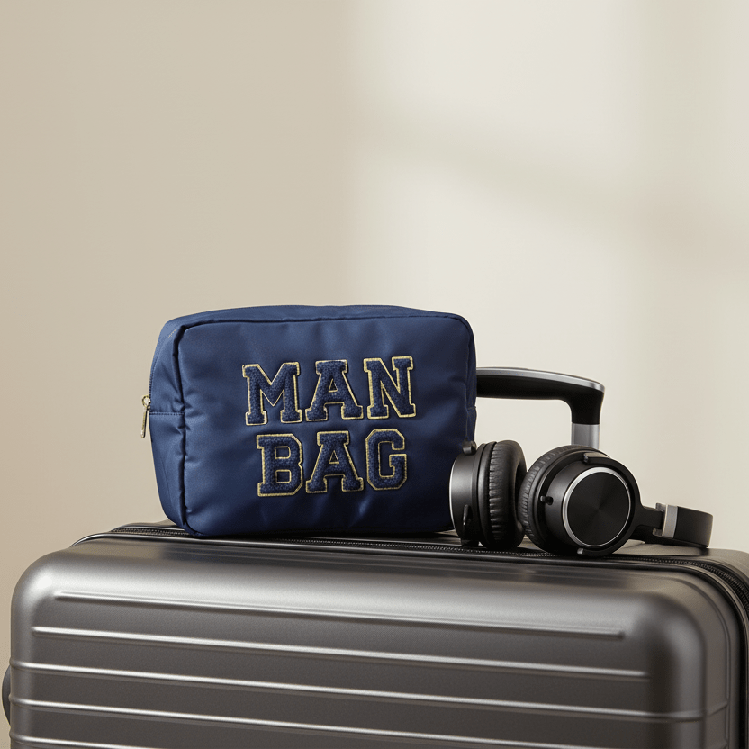 "Man Bag" Large Pouch, Navy - The Happy Tribe