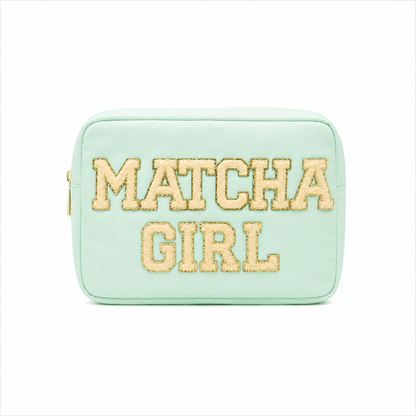 "Matcha Girlie" Large Pouch, Mint Green - The Happy Tribe