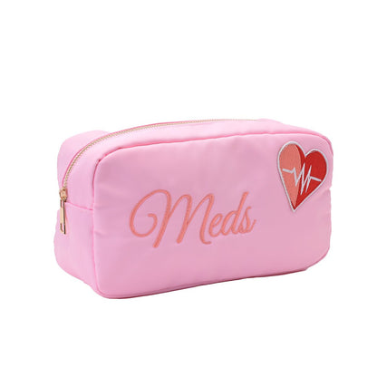 "Meds" Medium Pouch, Baby Pink - The Happy Tribe
