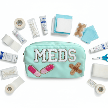 "Meds" Medium Pouch, Mint Green - The Happy Tribe