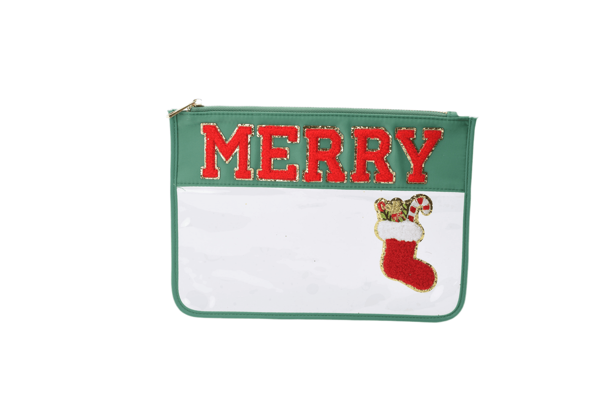 MERRY Christmas Clear Pouch – Festive Edition - The Happy Tribe