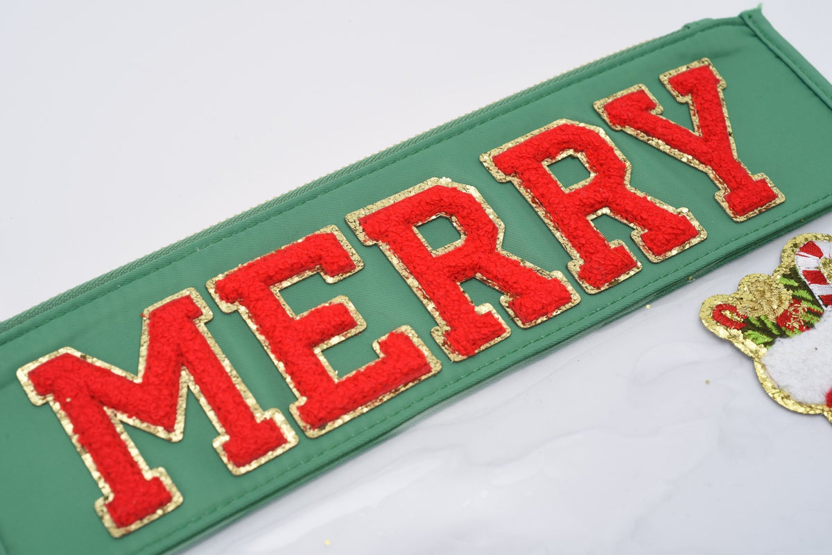 MERRY Christmas Clear Pouch – Festive Edition - The Happy Tribe