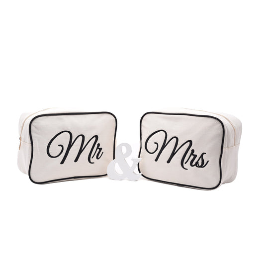 "Mr & Mrs" Large Pouch Set of Two - The Happy Tribe