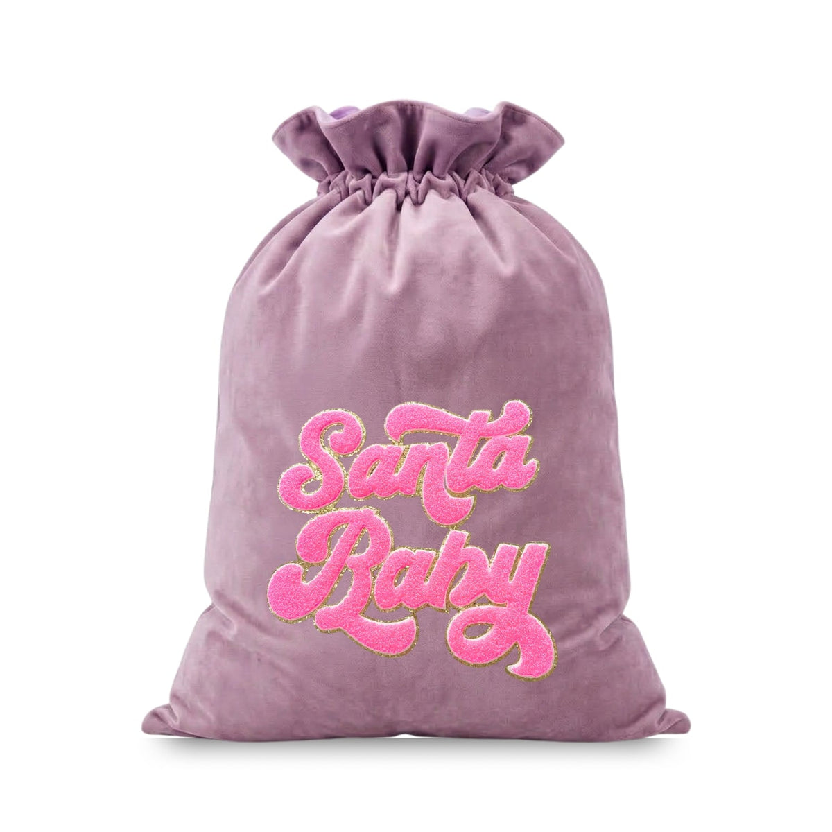 Neon Pink “Santa Baby” Velvet Christmas Sack - The Happy Tribe