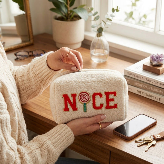 “Nice” Christmas Teddy Pouch - The Happy Tribe