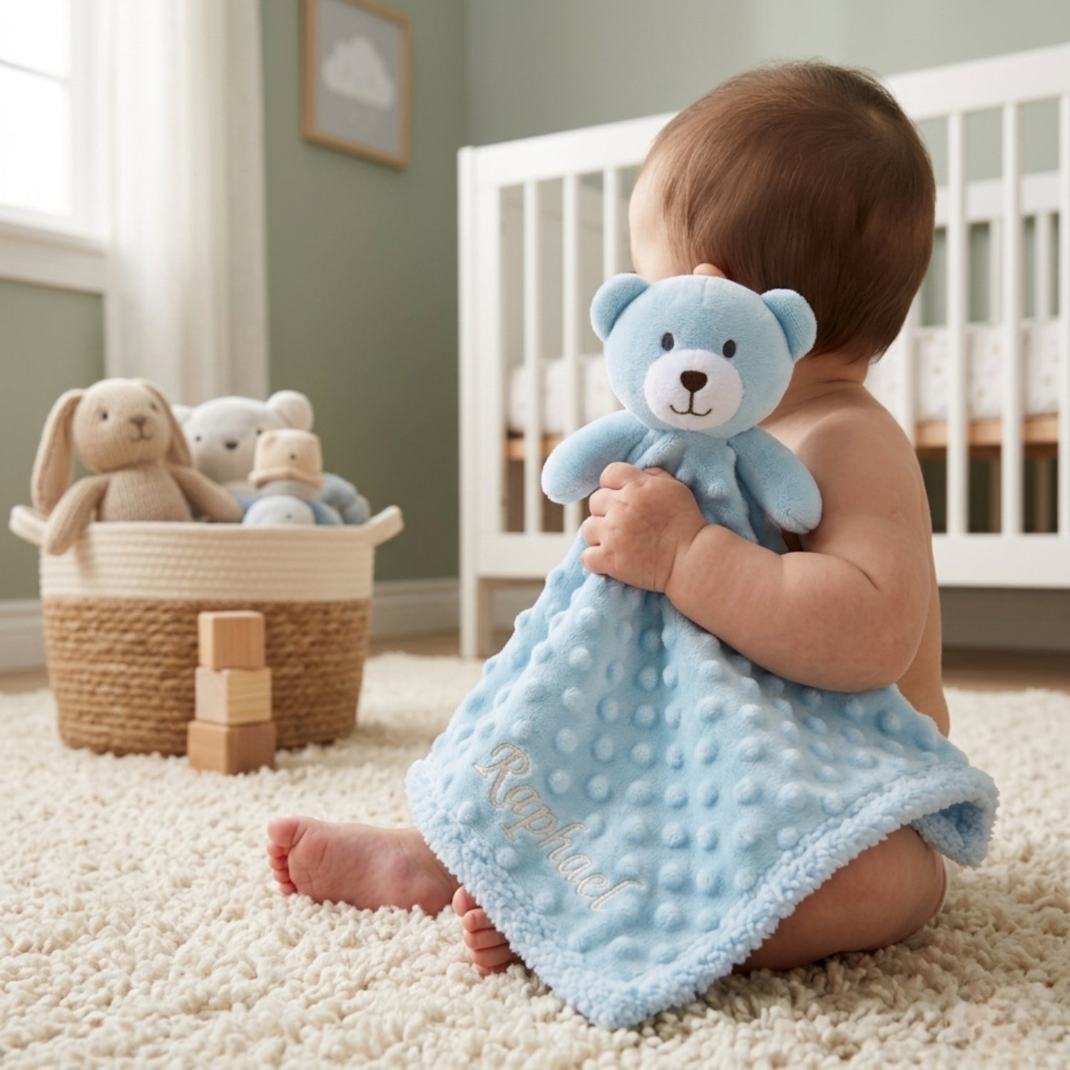 Personalised Baby Comforter, Blue - The Happy Tribe