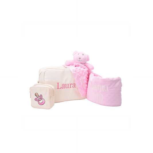 Personalised Baby Gift Set, Baby Pink - The Happy Tribe