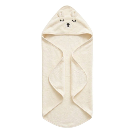 Personalised Bear Hooded Towel, Cream - The Happy Tribe