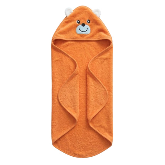 Personalised Bear Hooded Towel, Orange - The Happy Tribe