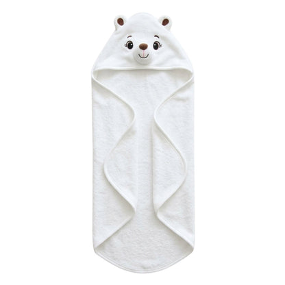 Personalised Bear Hooded Towel, White - The Happy Tribe