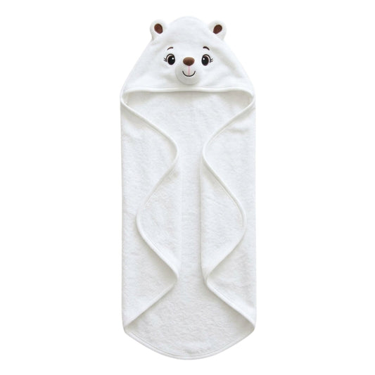 Personalised Bear Hooded Towel, White - The Happy Tribe