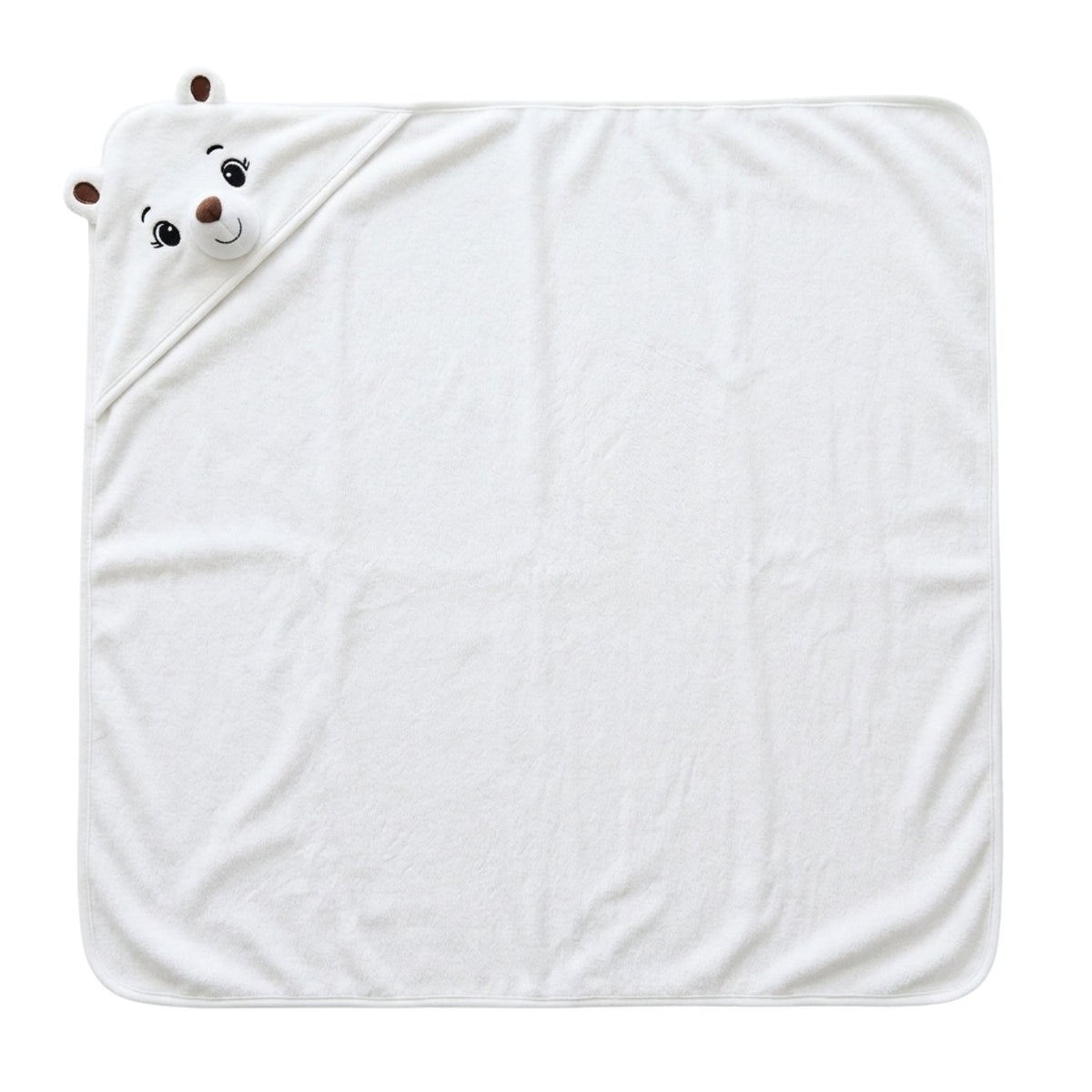 Personalised Bear Hooded Towel, White - The Happy Tribe