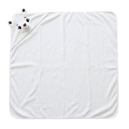 Personalised Bear Hooded Towel, White - The Happy Tribe