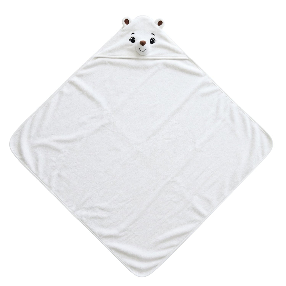Personalised Bear Hooded Towel, White - The Happy Tribe