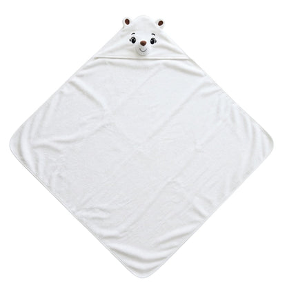 Personalised Bear Hooded Towel, White - The Happy Tribe