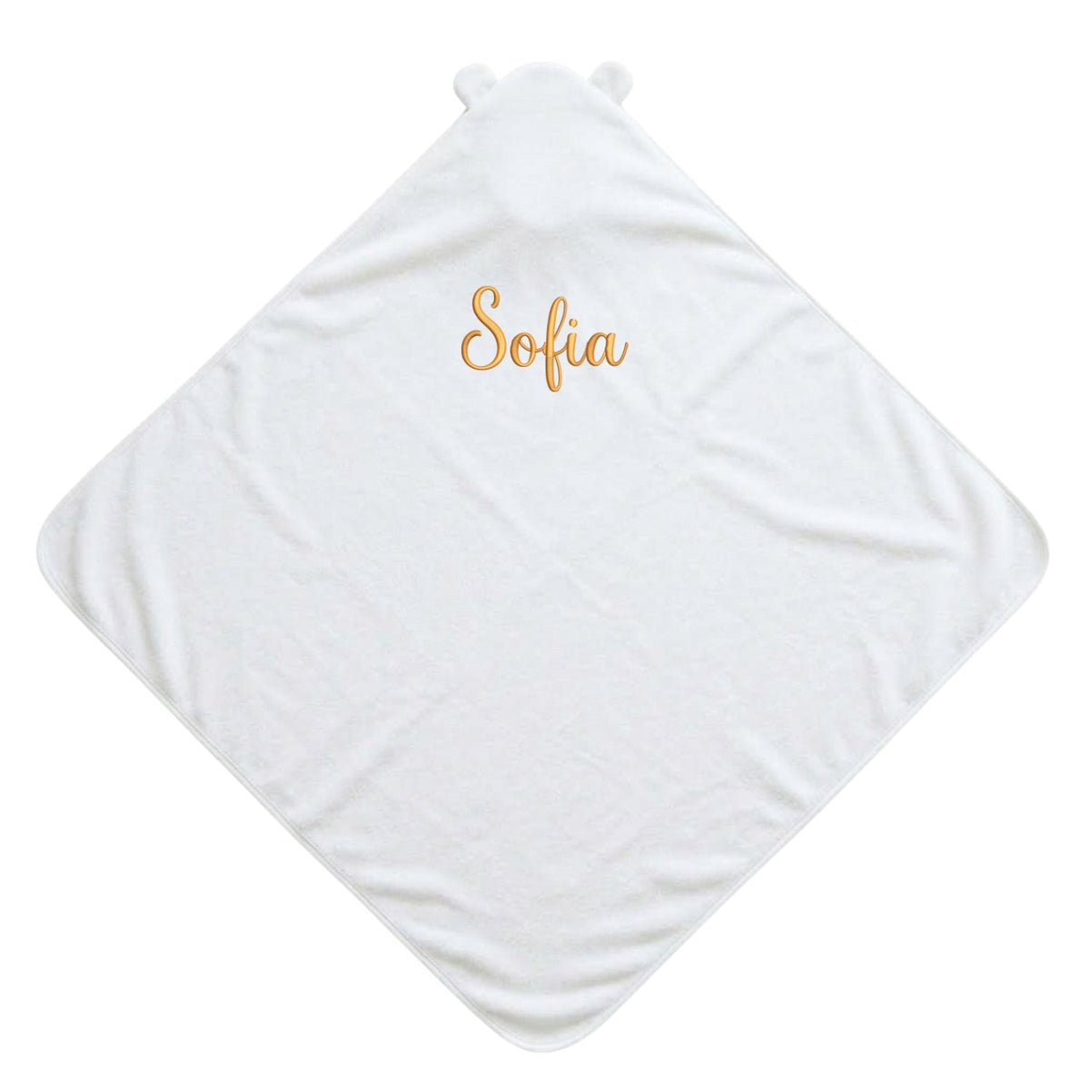 Personalised Bear Hooded Towel, White - The Happy Tribe