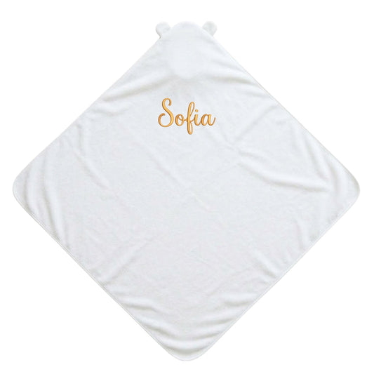 Personalised Bear Hooded Towel, White - The Happy Tribe