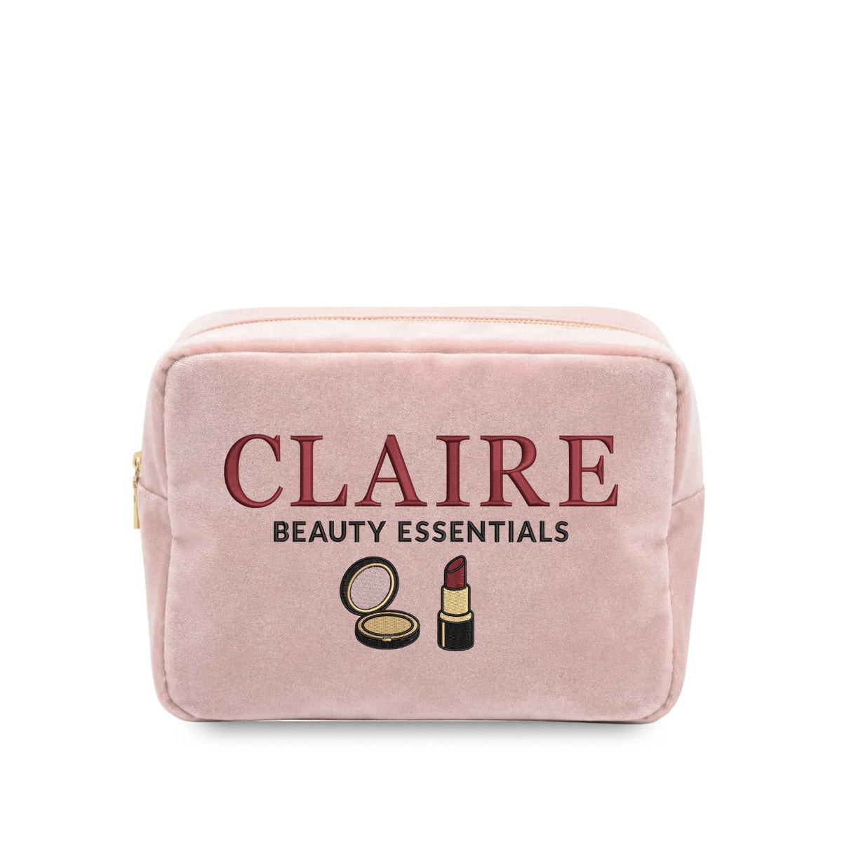 Personalised “Beauty Essentials” Velvet Pouch - The Happy Tribe