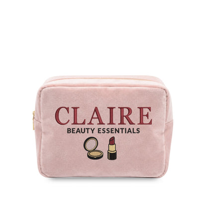 Personalised “Beauty Essentials” Velvet Pouch - The Happy Tribe