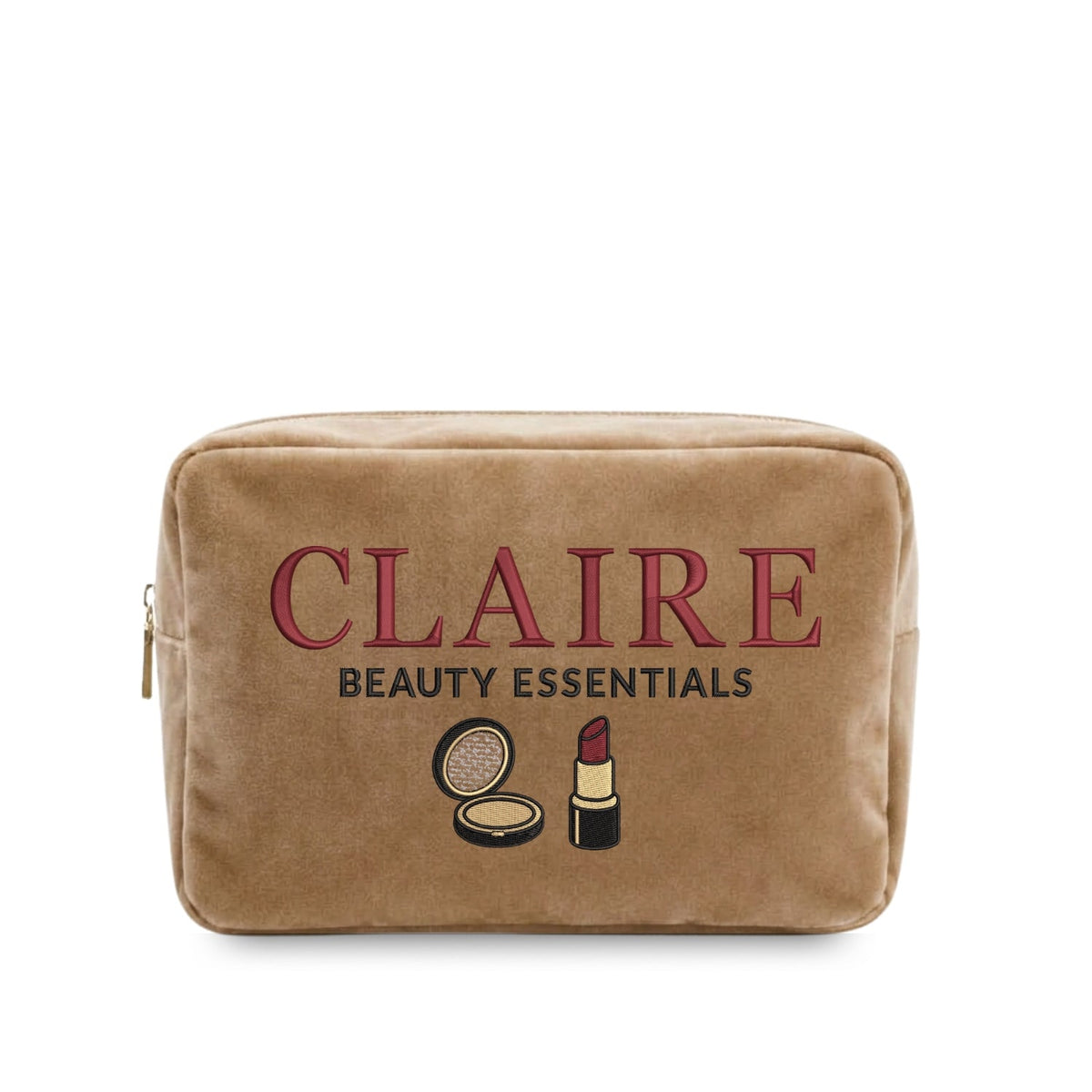 Personalised “Beauty Essentials” Velvet Pouch - The Happy Tribe