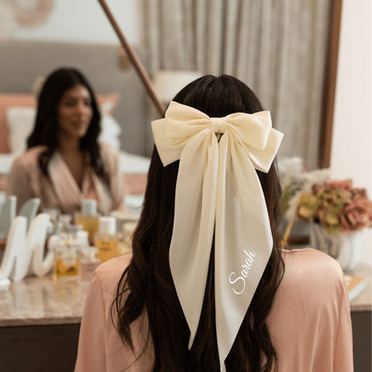 Personalised Bride Bow, Cream - The Happy Tribe
