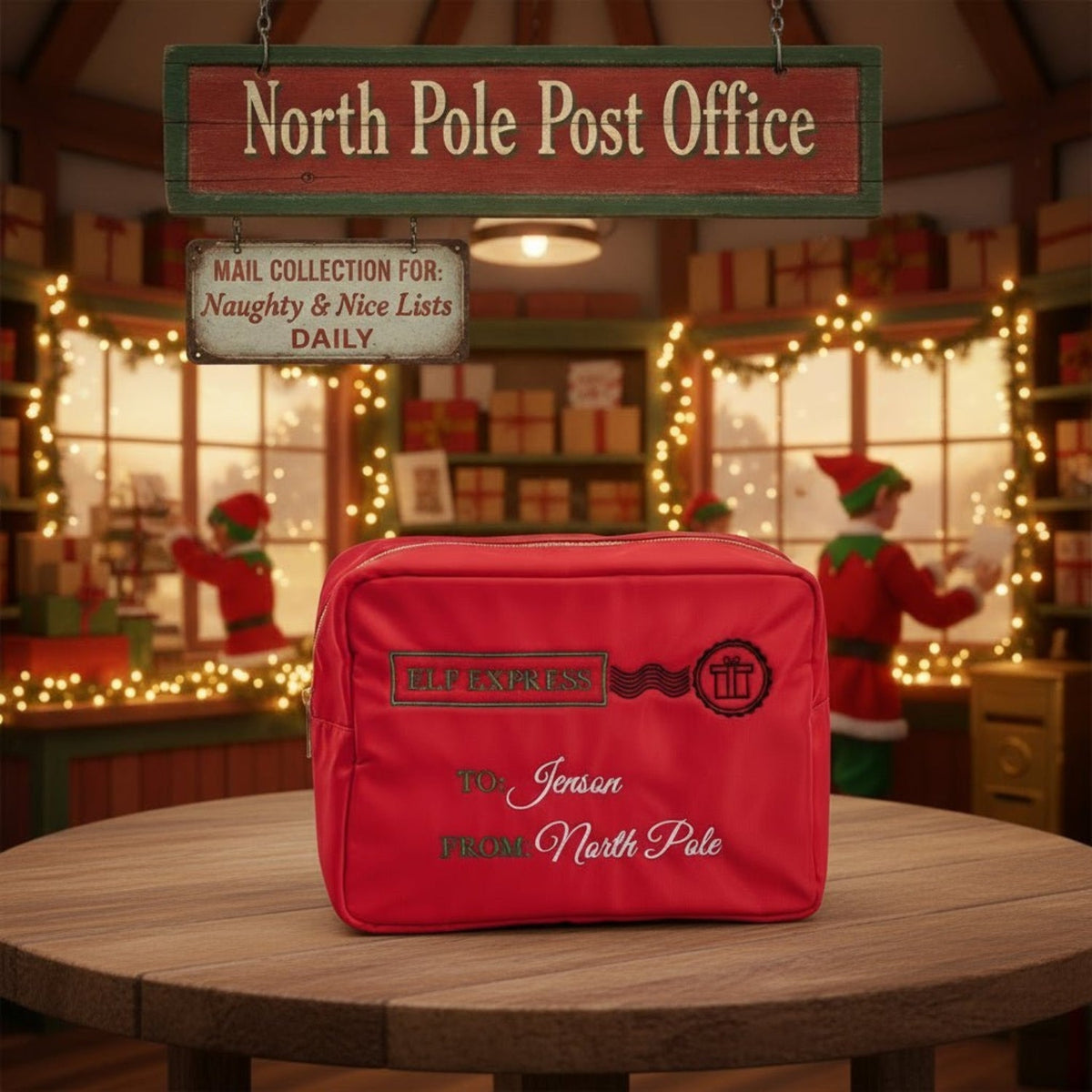 Personalised “Elf Express” Christmas Pouch - The Happy Tribe
