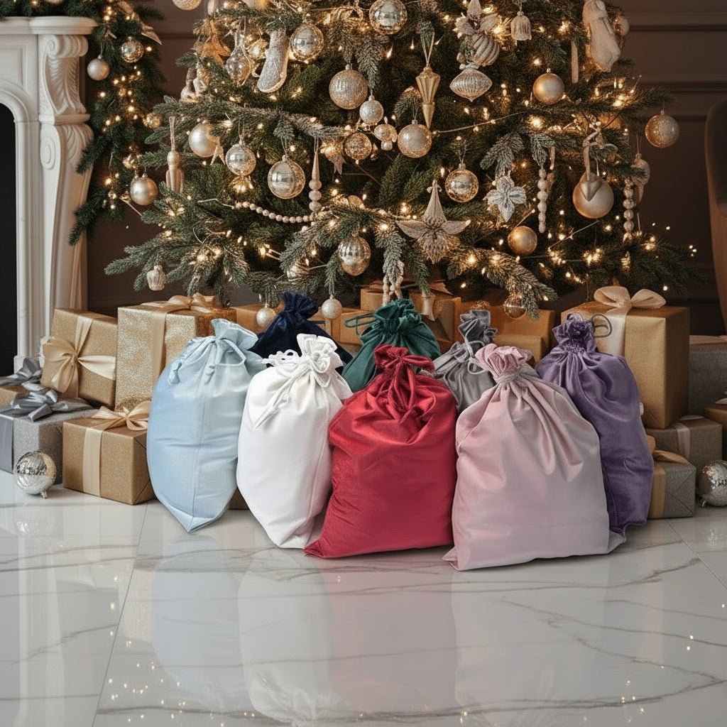 Personalised Embroidered Velvet Christmas Sack - The Happy Tribe