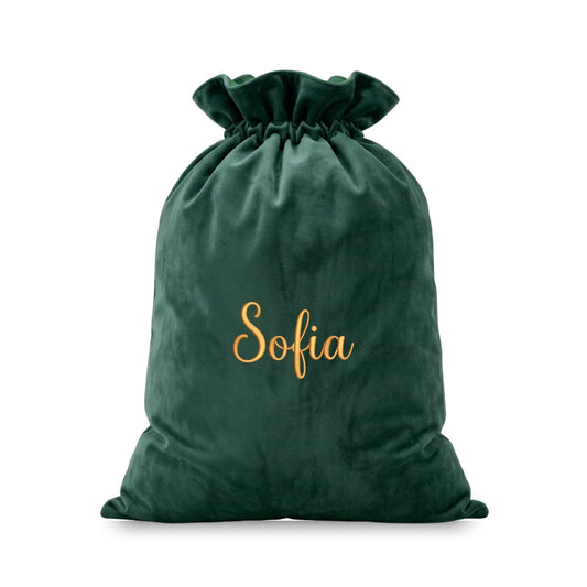 Personalised Embroidered Velvet Christmas Sack - The Happy Tribe