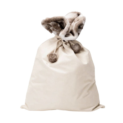 Personalised Embroidered Velvet Christmas Sack with Pompoms - The Happy Tribe