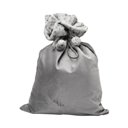 Personalised Embroidered Velvet Christmas Sack with Pompoms - The Happy Tribe
