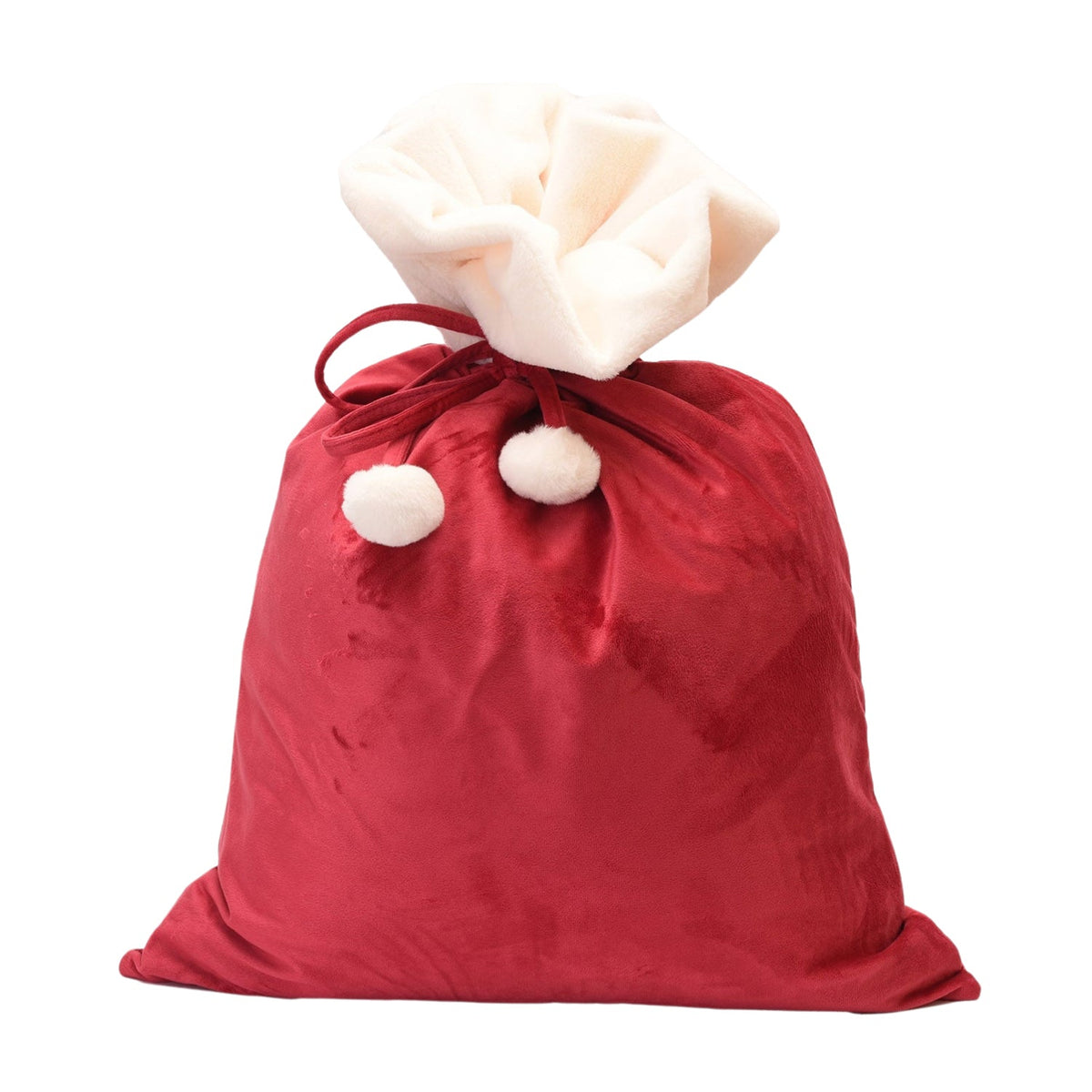 Personalised Embroidered Velvet Christmas Sack with Pompoms - The Happy Tribe