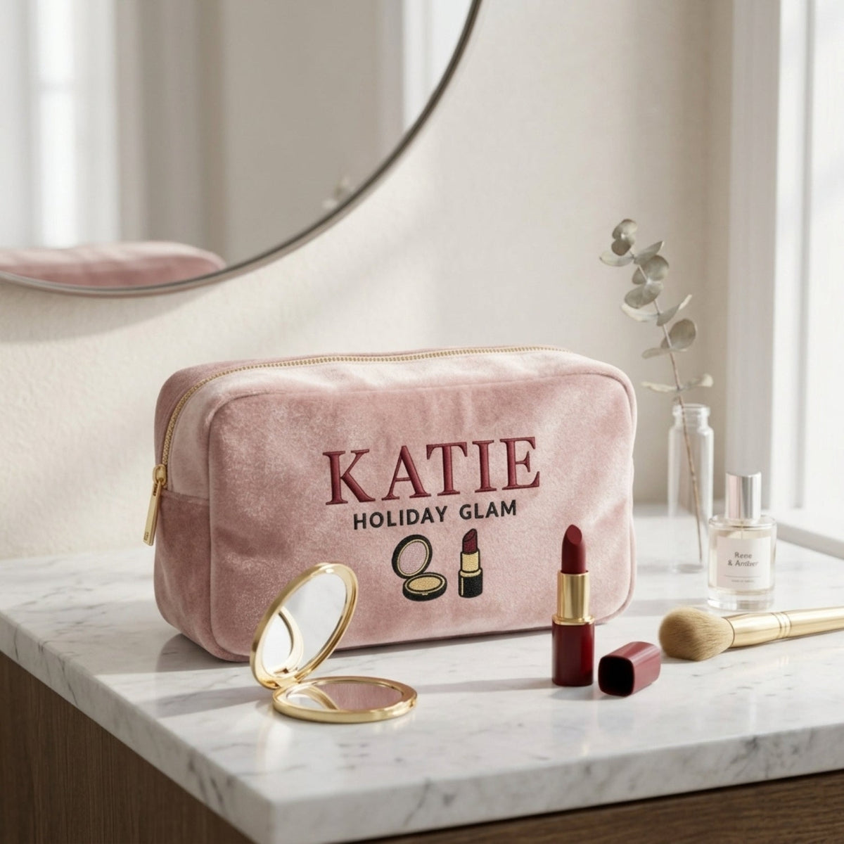 Personalised “Holiday Glam” Velvet Pouch - The Happy Tribe