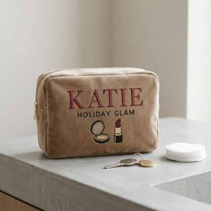 Personalised “Holiday Glam” Velvet Pouch - The Happy Tribe