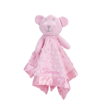 Personalised Little Bear Baby Comforter, Pink - The Happy Tribe