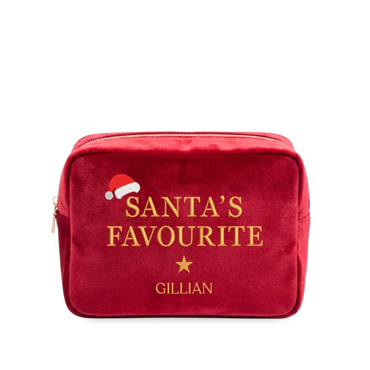 Personalised “Santa’s Favourite” Velvet Christmas Pouch - The Happy Tribe