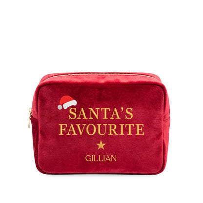 Personalised “Santa’s Favourite” Velvet Christmas Pouch - The Happy Tribe