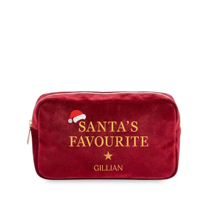 Personalised “Santa’s Favourite” Velvet Christmas Pouch - The Happy Tribe