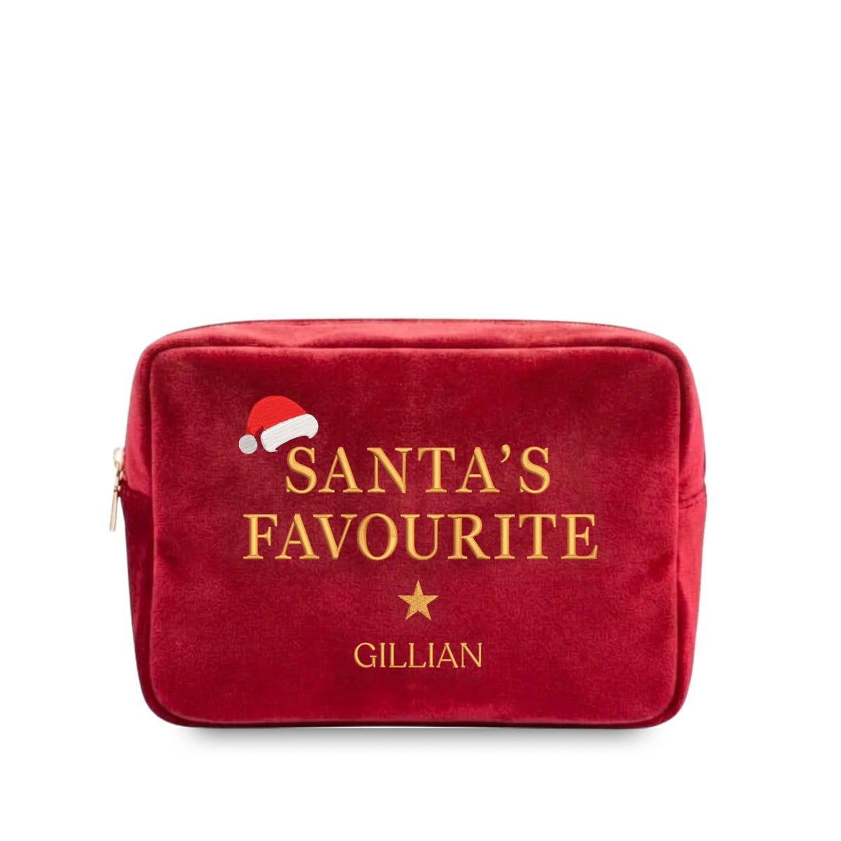 Personalised “Santa’s Favourite” Velvet Christmas Pouch - The Happy Tribe