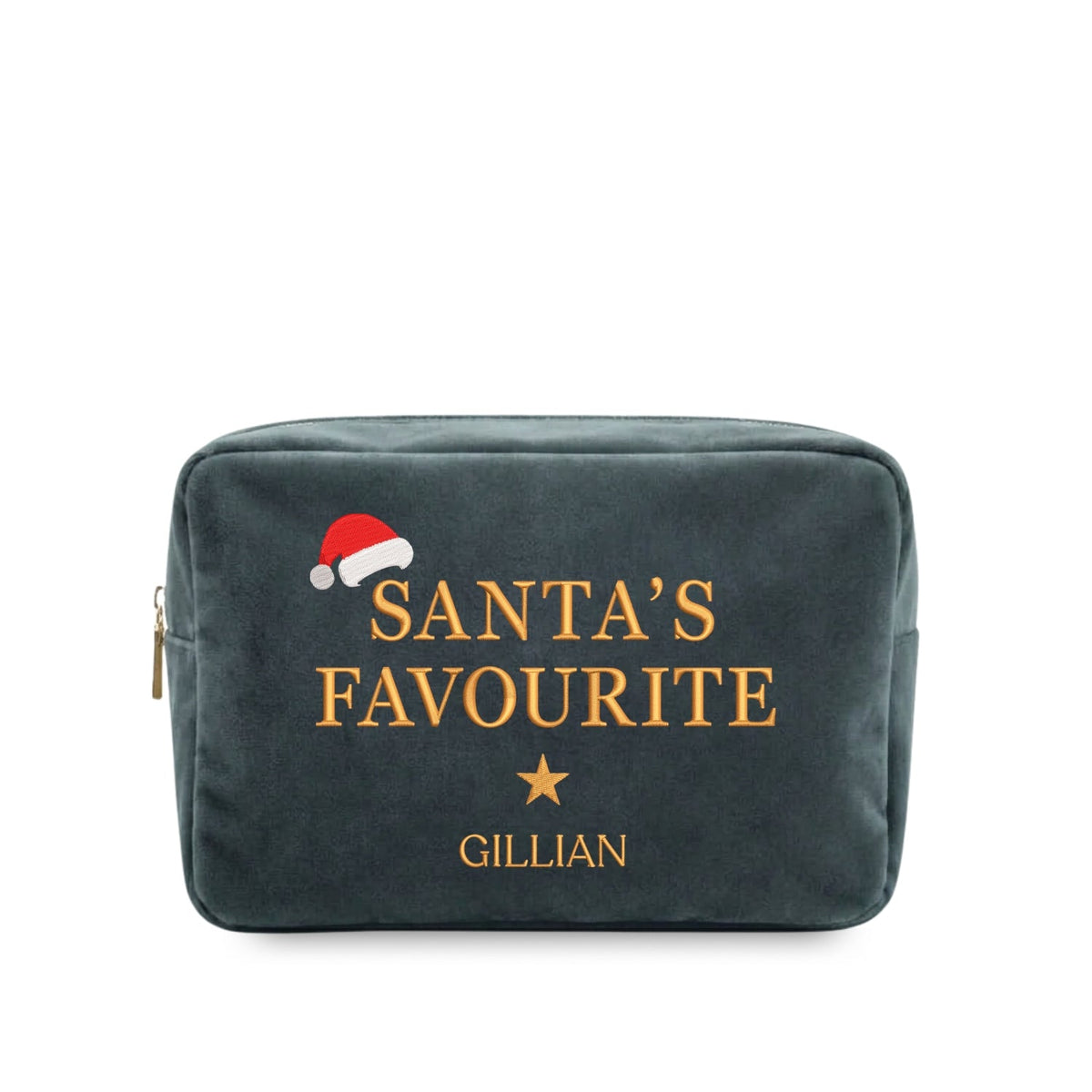 Personalised “Santa’s Favourite” Velvet Christmas Pouch - The Happy Tribe