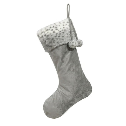 Personalised Velvet Christmas Stocking with Pom-Poms - The Happy Tribe