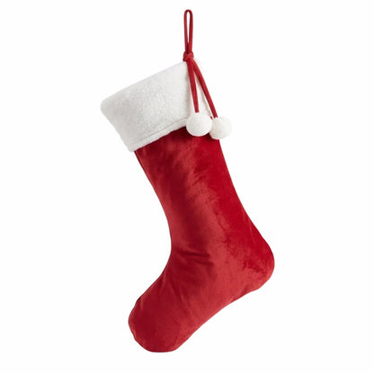 Personalised Velvet Christmas Stocking with Pom-Poms - The Happy Tribe