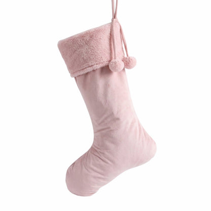 Personalised Velvet Christmas Stocking with Pom-Poms - The Happy Tribe