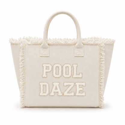 "Pool Daze" St Barths Tote Bag, Yellow - The Happy Tribe