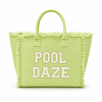 "Pool Daze" St Barths Tote Bag, Yellow - The Happy Tribe