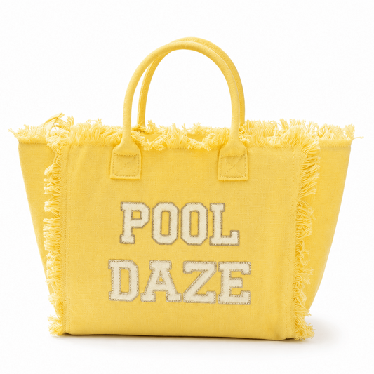 "Pool Daze" St Barths Tote Bag, Yellow - The Happy Tribe