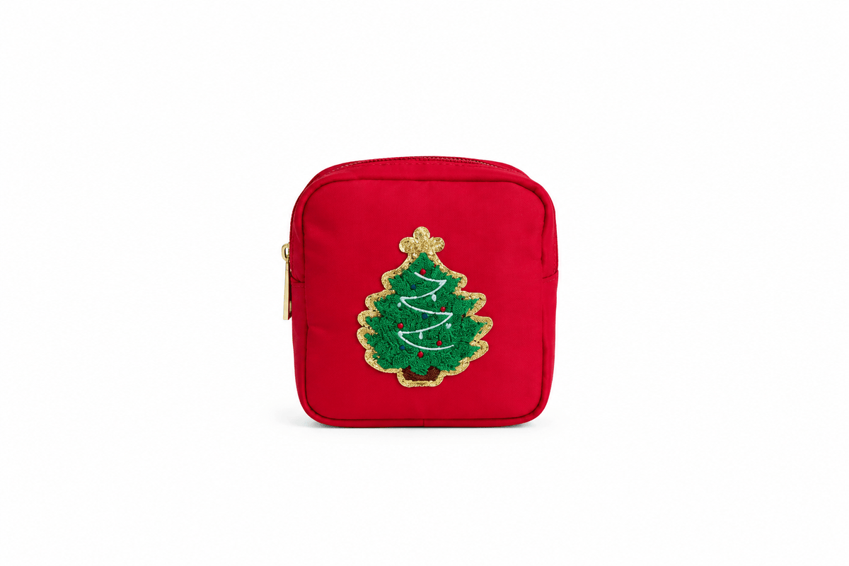 Red Extra Small Pouch - Christmas Tree - The Happy Tribe
